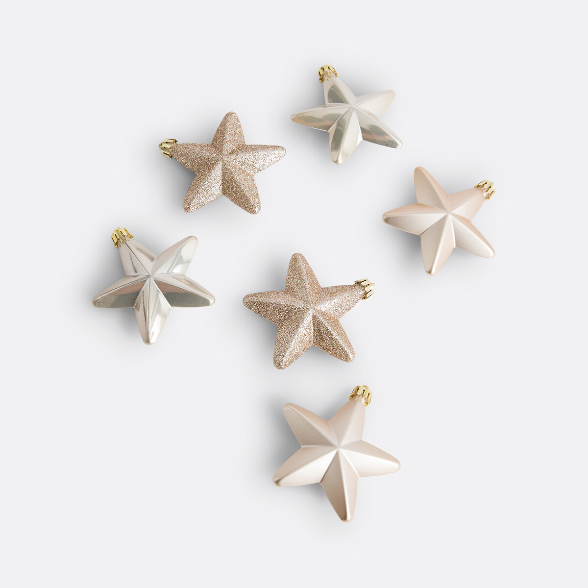 Set of 6 Caspar Star Shaped Christmas Baubles pearl, LA REDOUTE INTERIEURS
