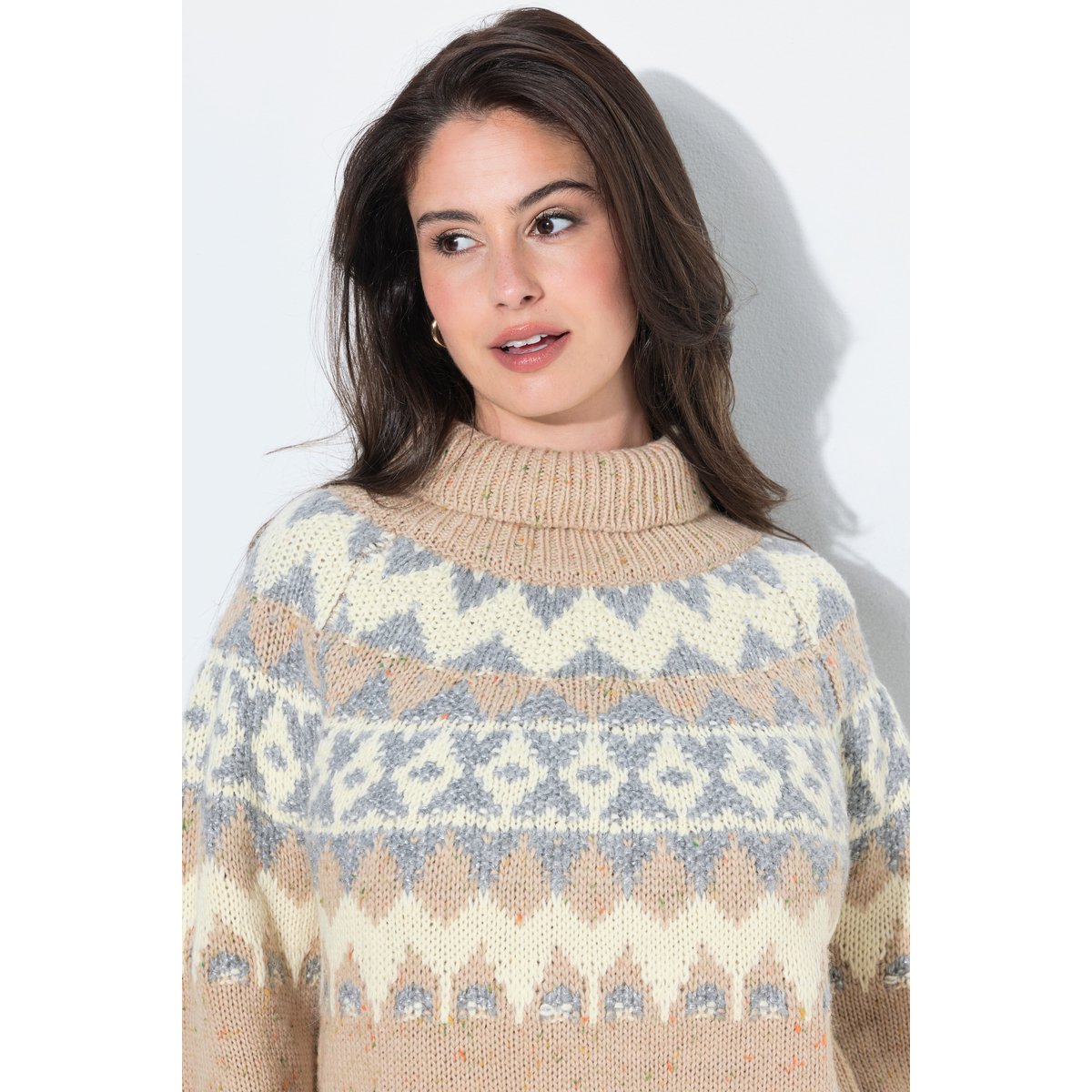 Pull motif norvégien beige mélangé, ULLA POPKEN