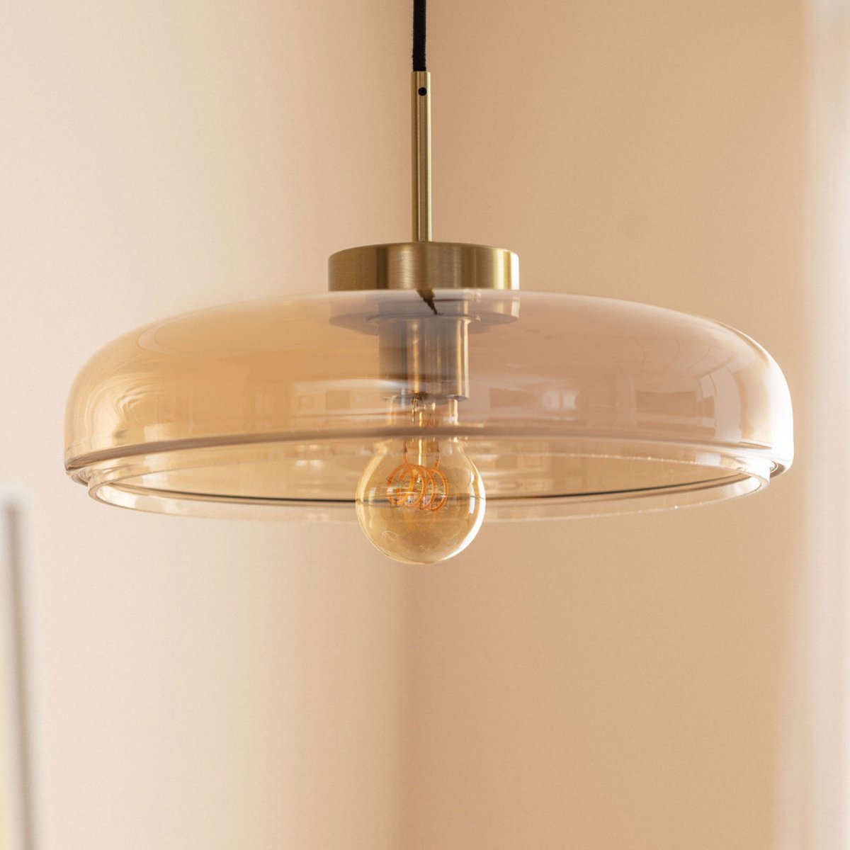 Suspension ronde en verre  34cm- NEYO verre ambré, DRAWER