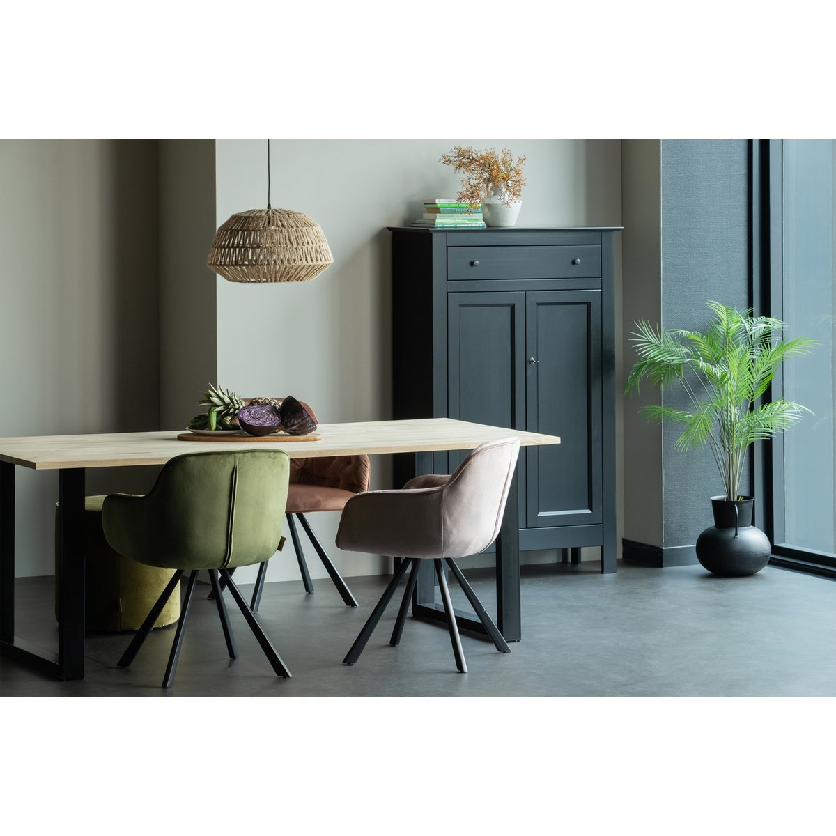 Table à manger en bois piétement en U 200x90cm naturel - TABLO naturel, WOOOD