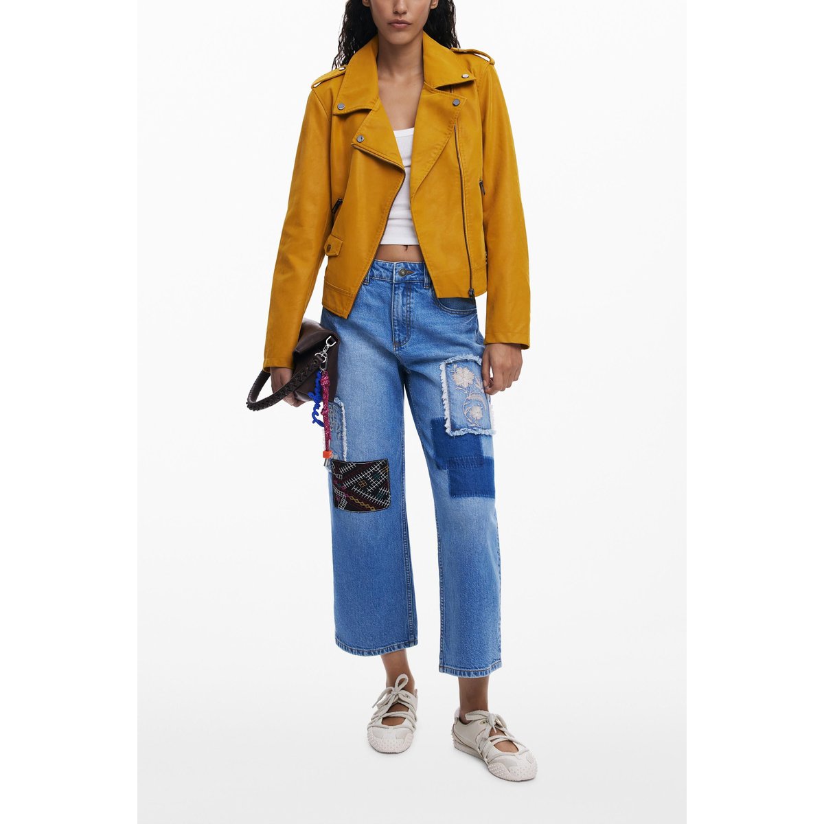 Veste biker effet cuir jaune, DESIGUAL