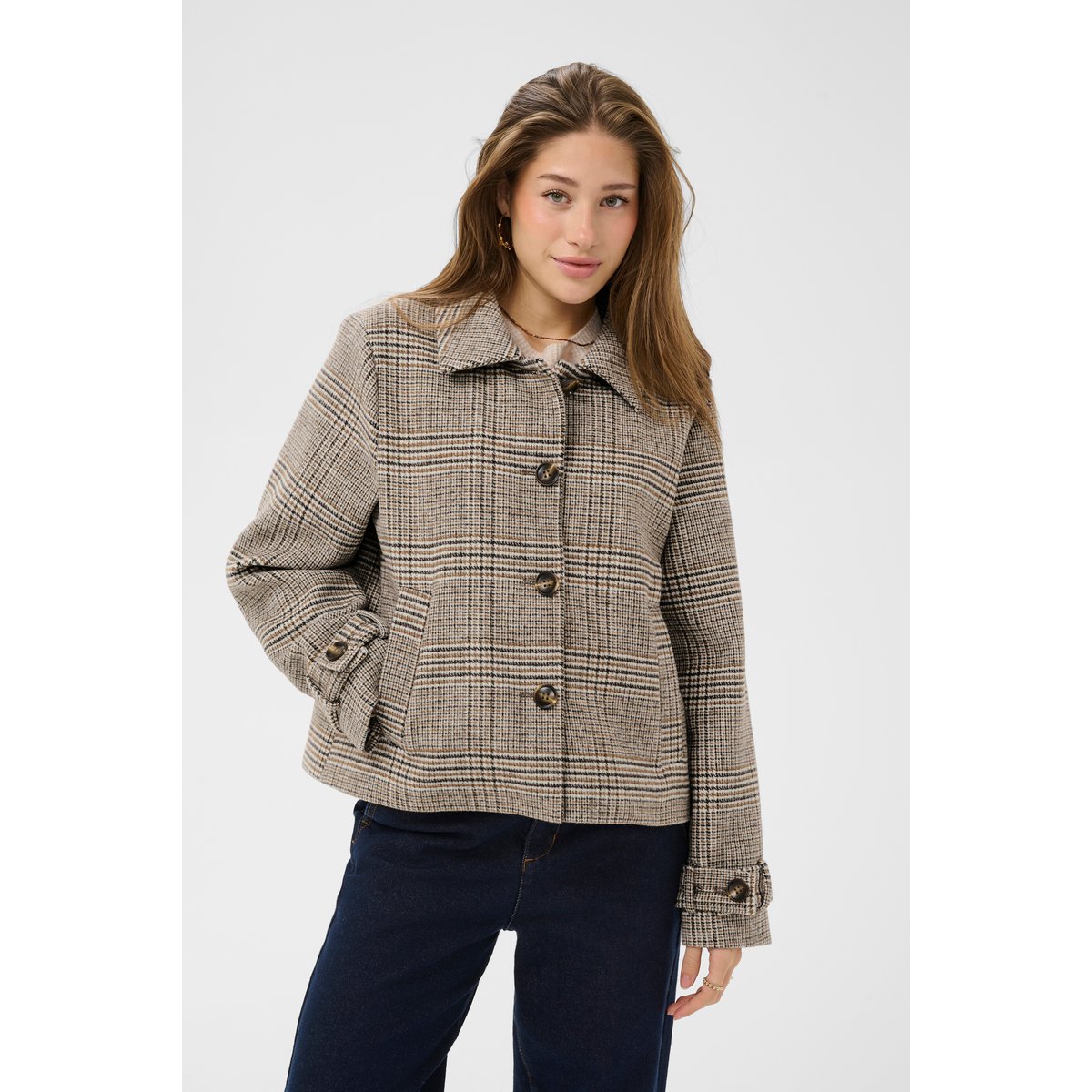Manteau gris grey check, CREAM