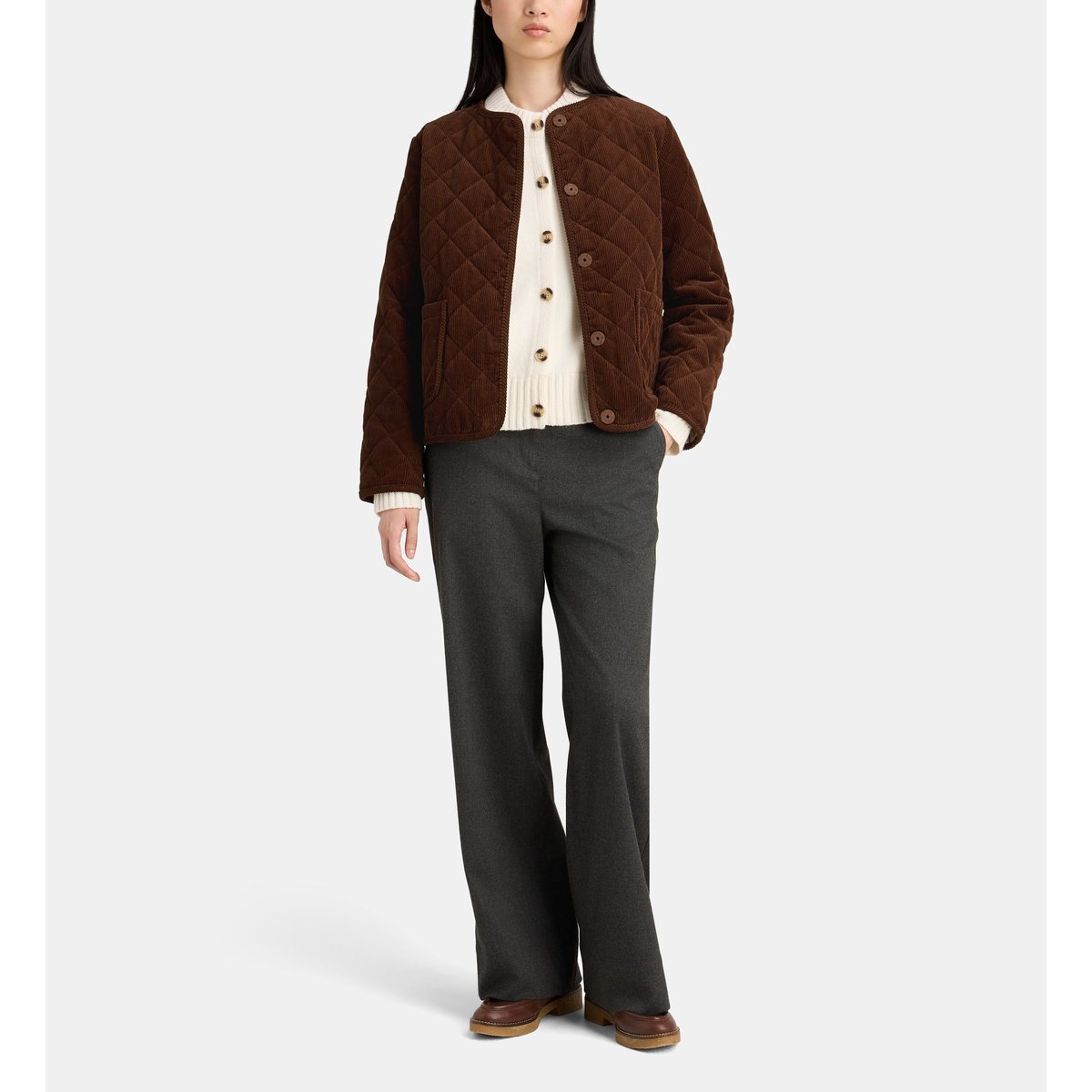 Veste droite orfila en velours matelassé tabac, JODHPUR