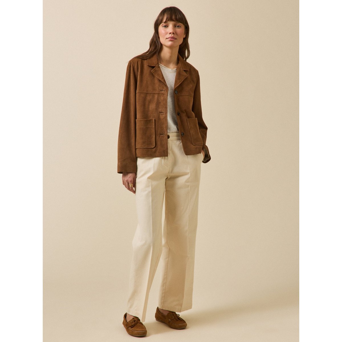 Veste cuir marron, CYRILLUS
