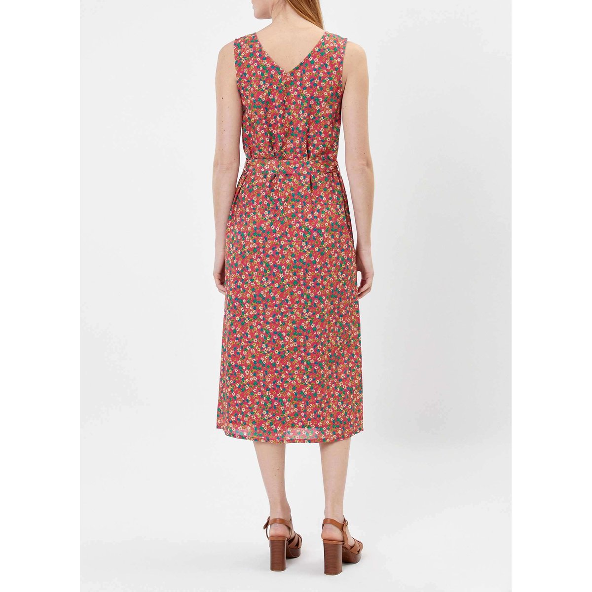 Robe imprimée longue boutonnée coton bio et lin OULIA orange baby, PRINCESSE NOMADE