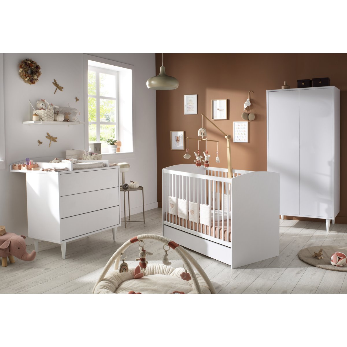 Armoire 2 portes avec étagères et penderie - ouverture push blanc, SAUTHON