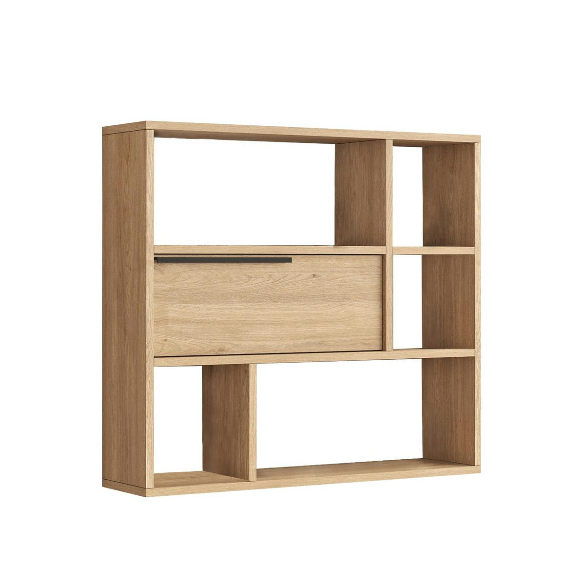 Etagère murale 5 niches, 1 porte MARFA chêne, PIER IMPORT