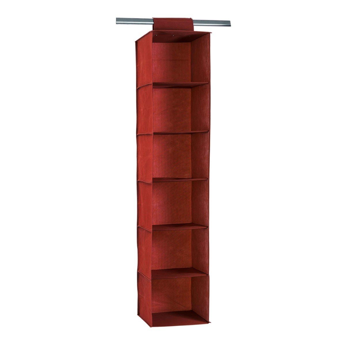 Rack pour pull en tissu avec 6 cases coloris brique rouge, CALICOSY