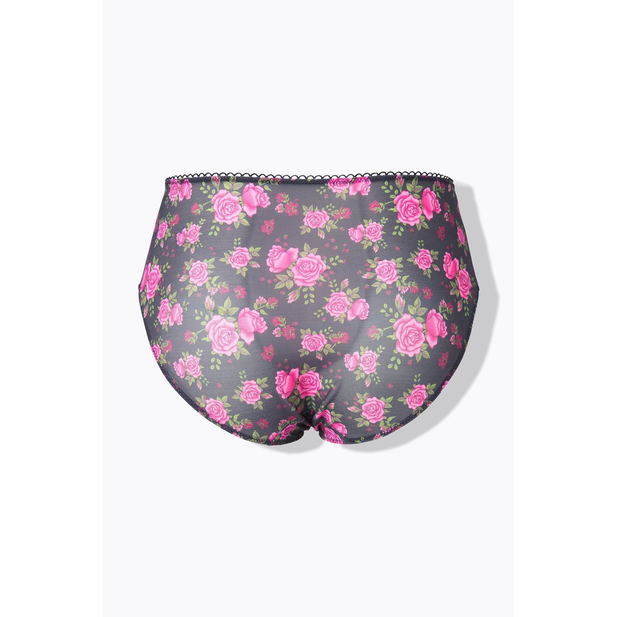 Culotte midi TruYou, mesh et motif roses noir, ULLA POPKEN
