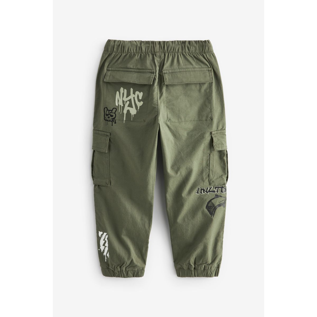 Pantalon cargo graffiti coupe classique vert kaki, NEXT