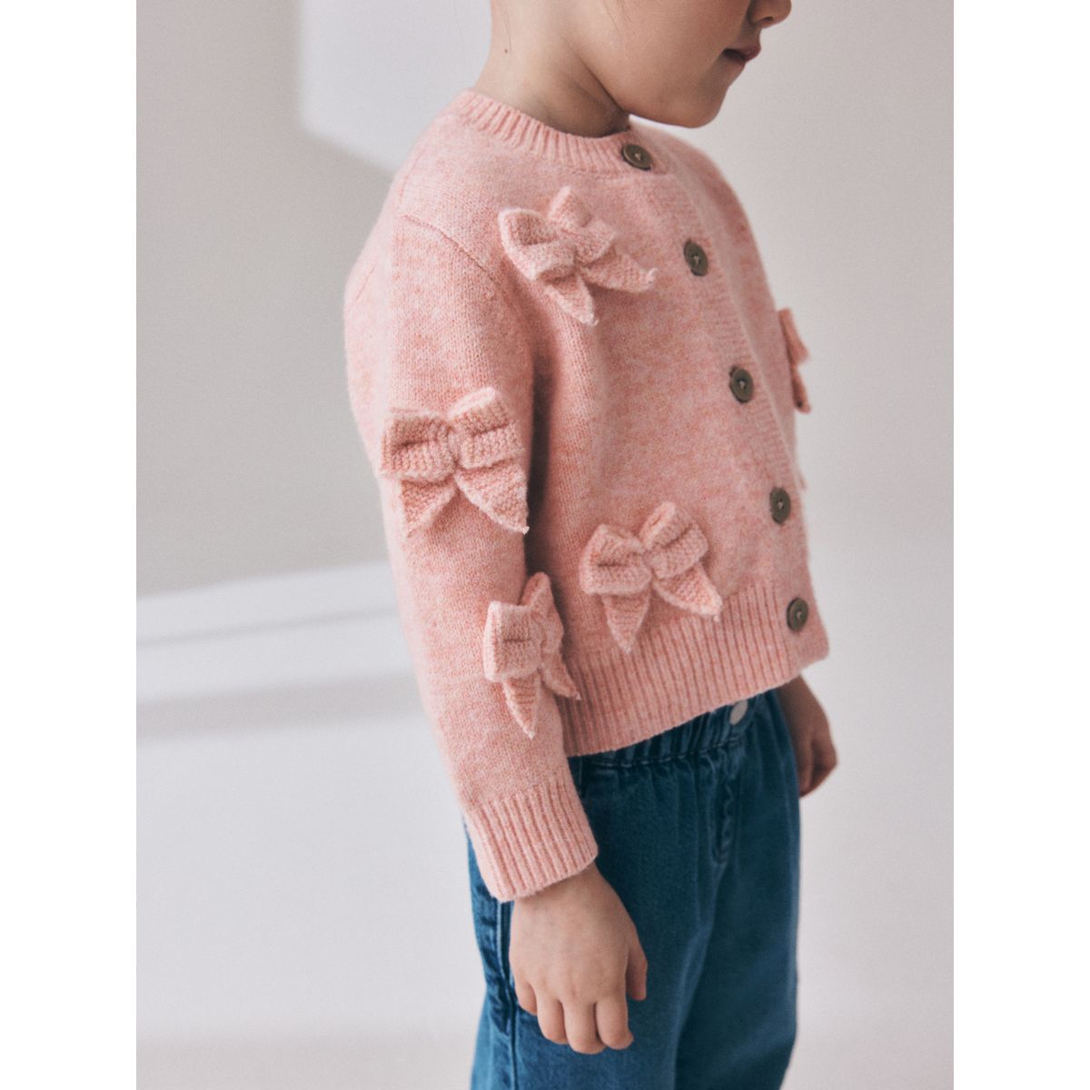 Cardigan brodé à nœud rose, NEXT