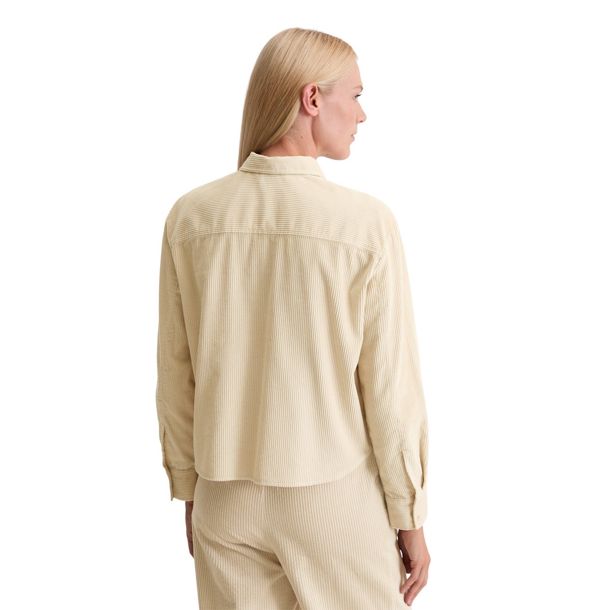 Blouse en velours côtelé fin relaxed en coton organique beige, MARC O'POLO