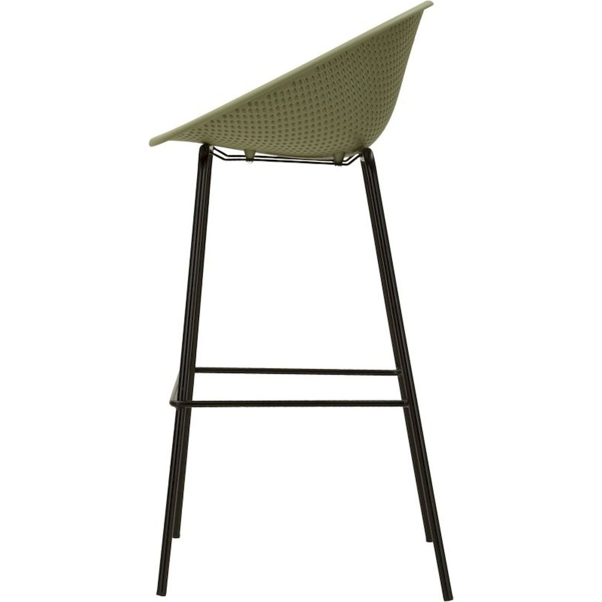Lot de 2 tabourets de bar ajourés pieds en métal vert et noir, RECOLLECTION