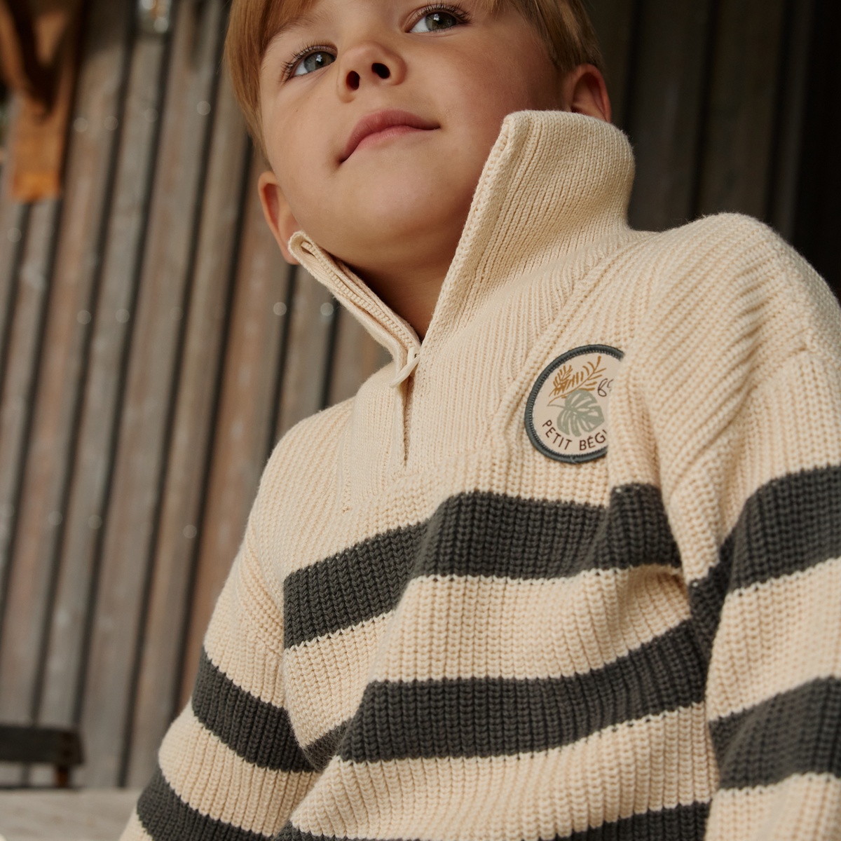 Pull enfant en tricot Ubatuba vert, PETIT BEGUIN