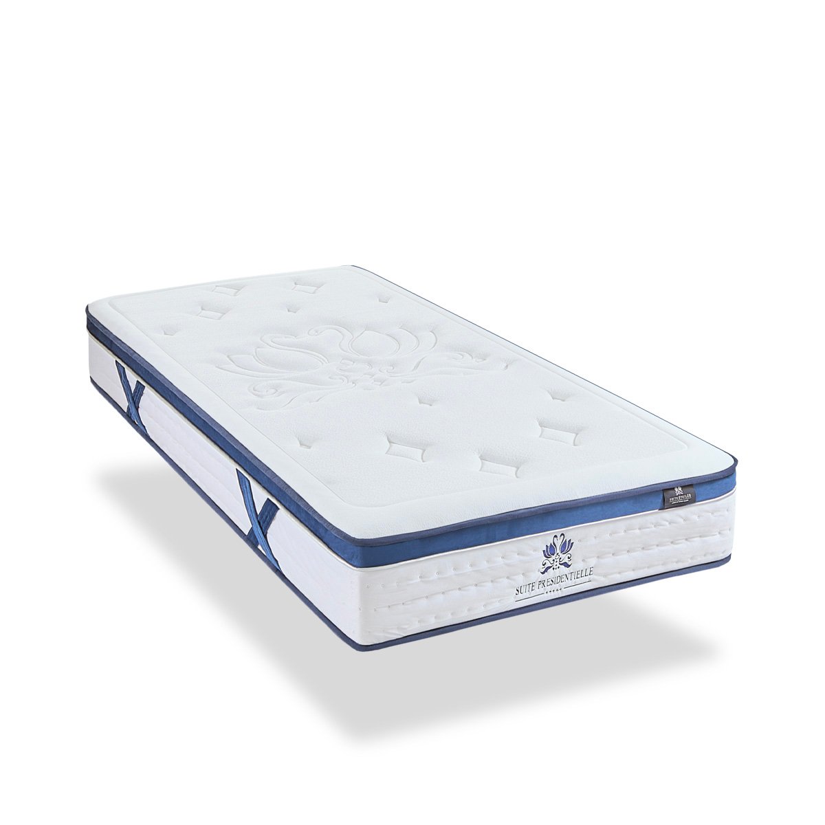 Ensemble Suite Présidentielle 90x200 cm Matelas Mousse + Sommier Bois couleur unique, BELLECOUR