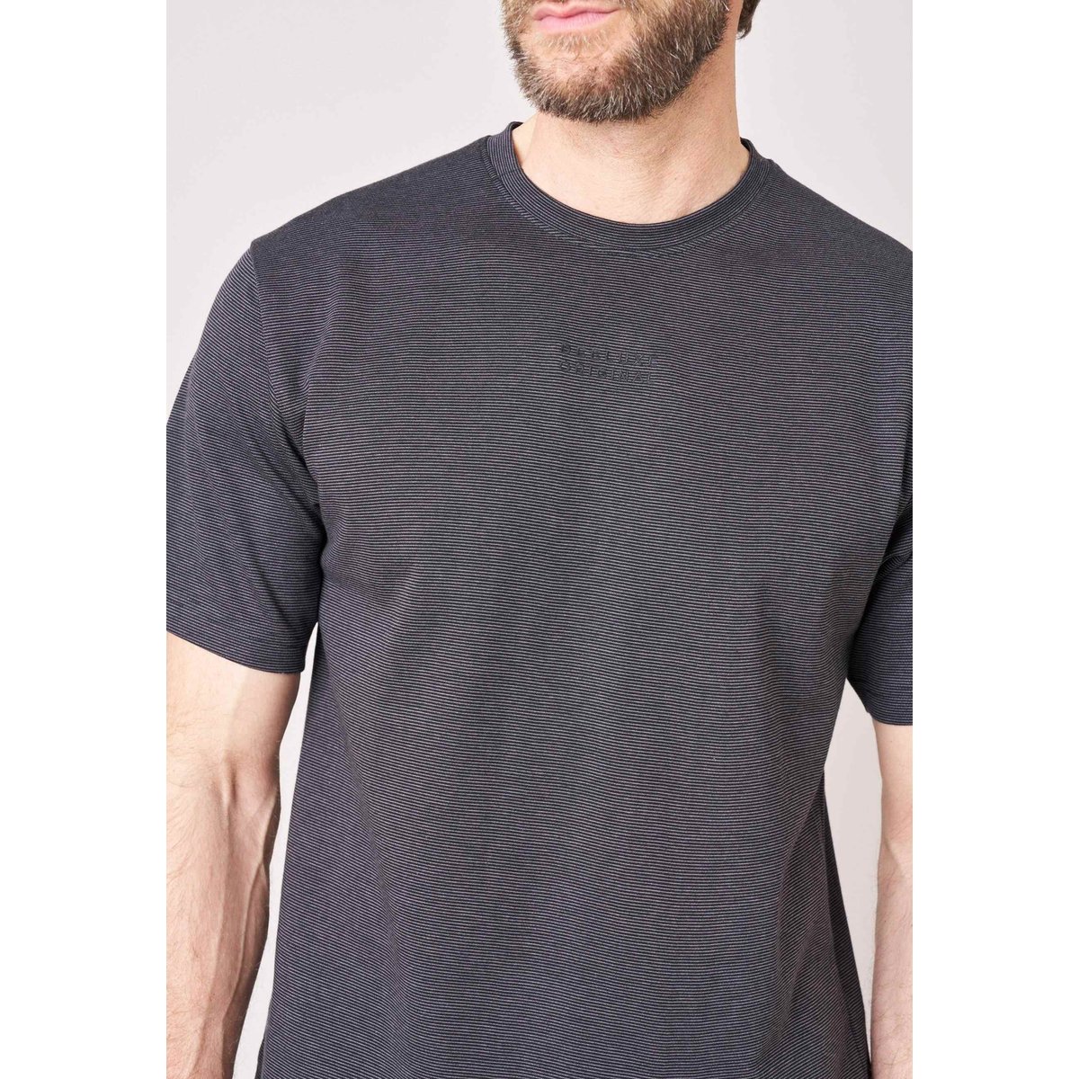 T-shirt loose homme à fines rayures ZINC noir, DEELUXE