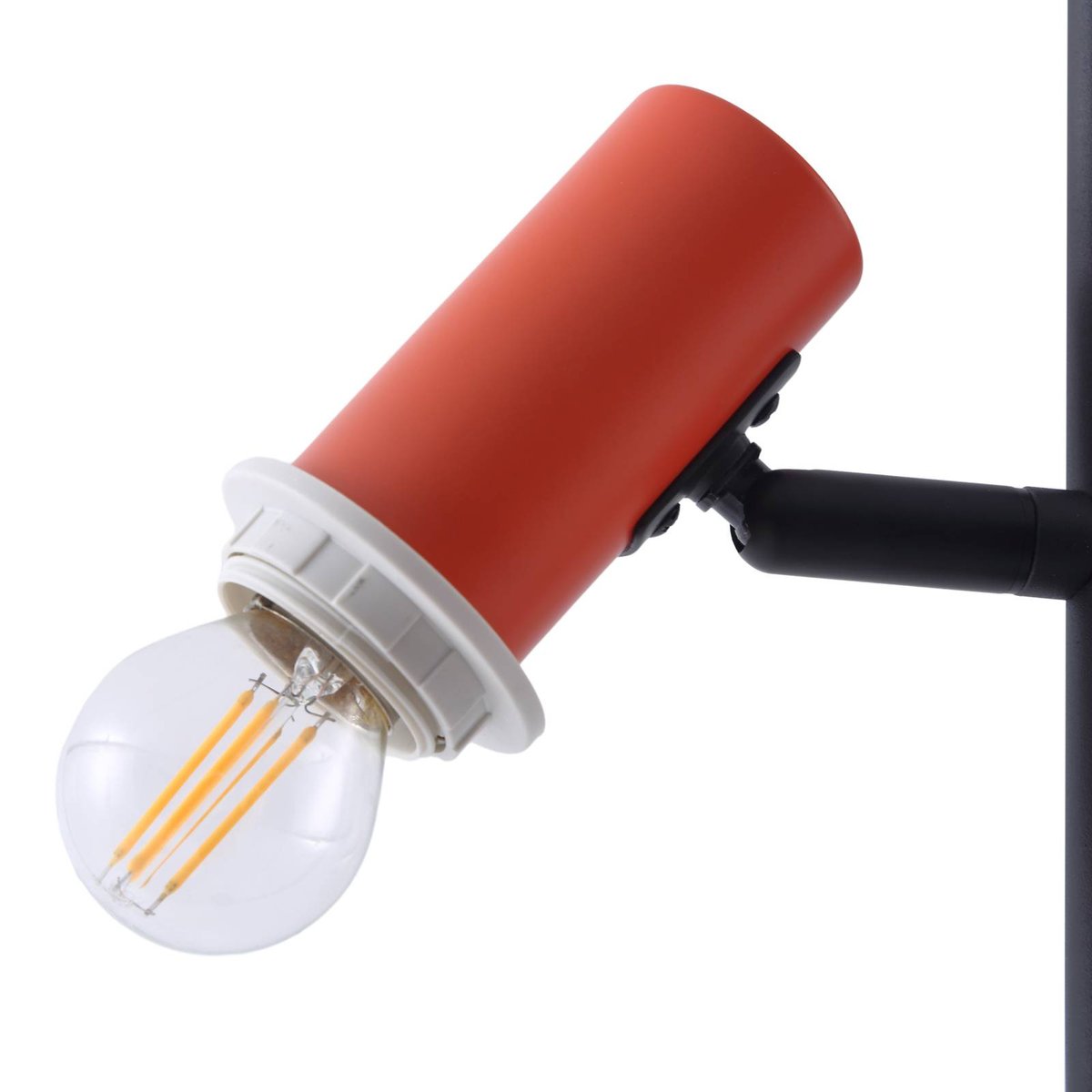 Lampadaire en métal moderne, Ovelia orange, noir, LINDBY