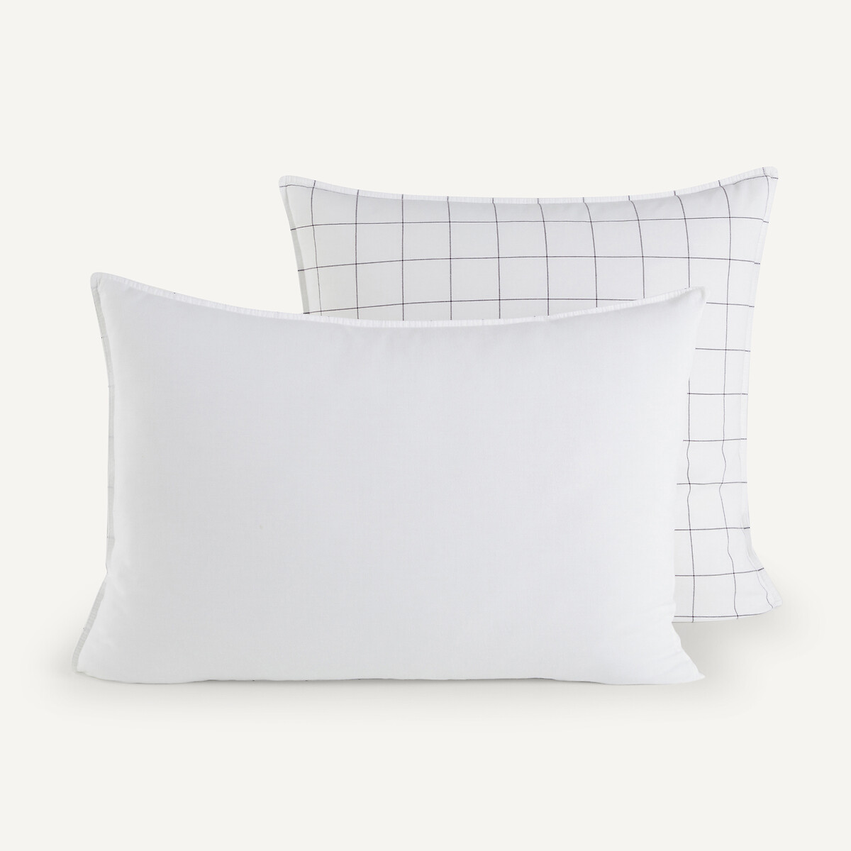 Taie d'oreiller en coton bio, Ponlok blanc/gris, AM.PM