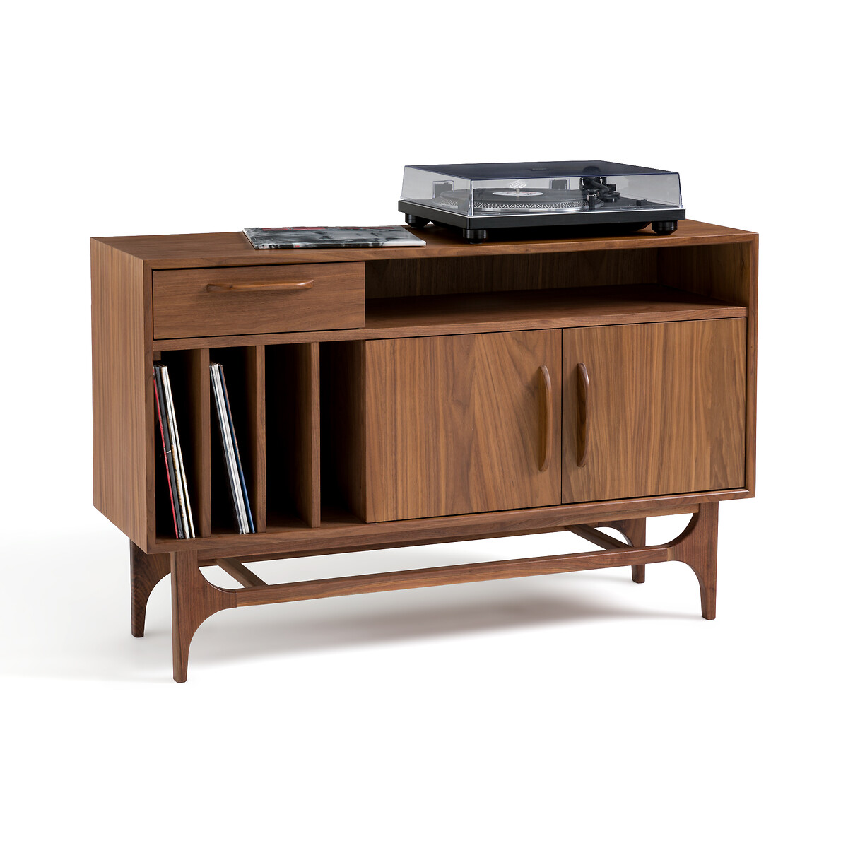 Meuble vinyles noyer, Larsen noyer, LA REDOUTE INTERIEURS