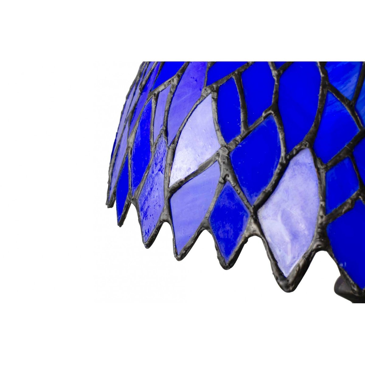 Lampe à poser moyen modèle en verre mosaïque, TIFFANY CAMILLE bleu roi, C-CREATION