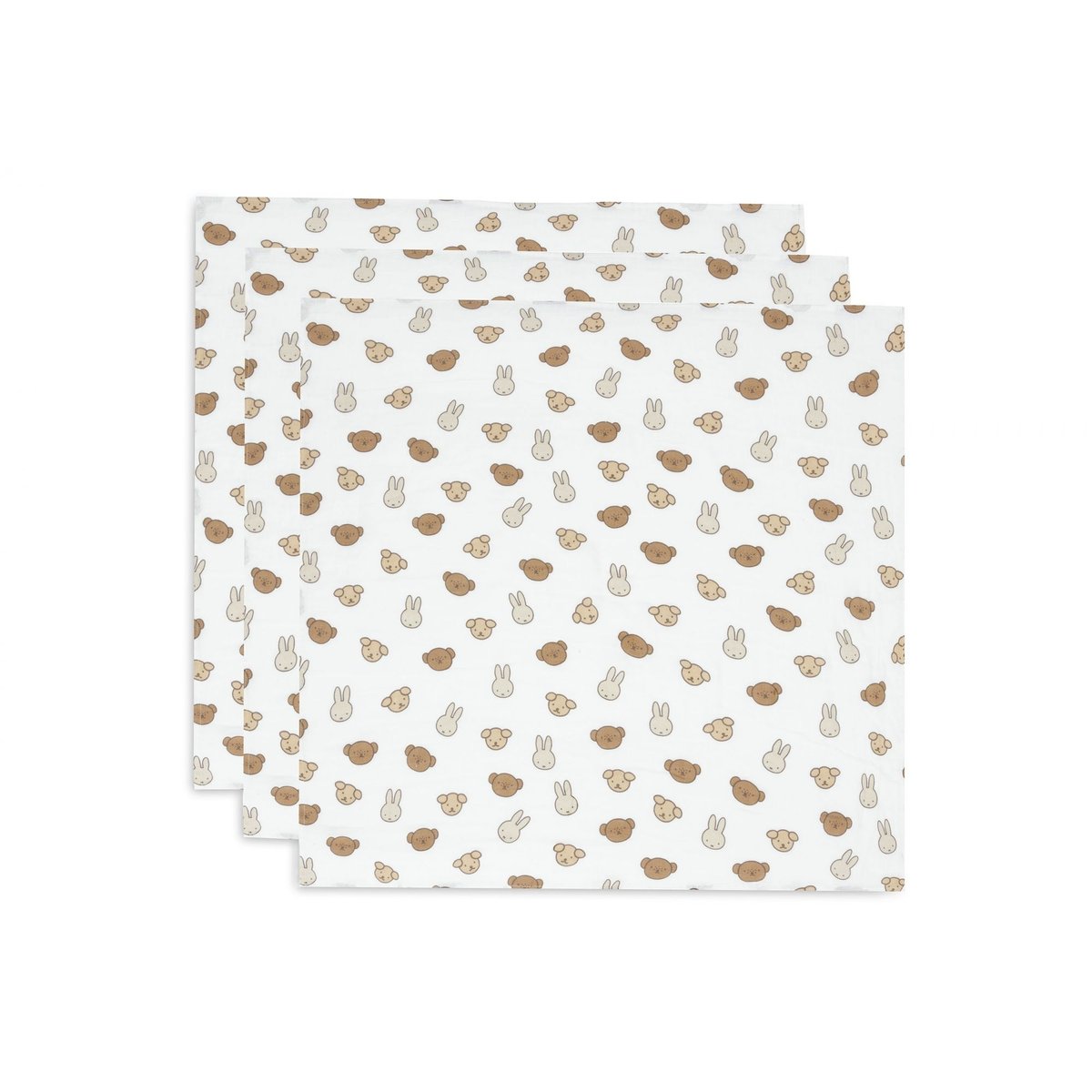 Lot de 3 langes gaze de Coton blanc, marron, JOLLEIN