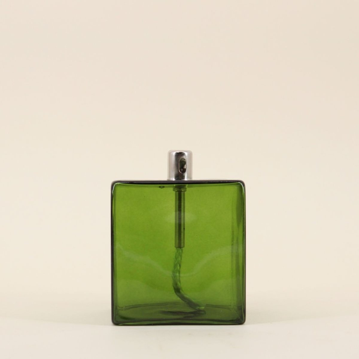 Lampe à huile cube en verre soufflé 10cm vert, BAZAR DE LUXE