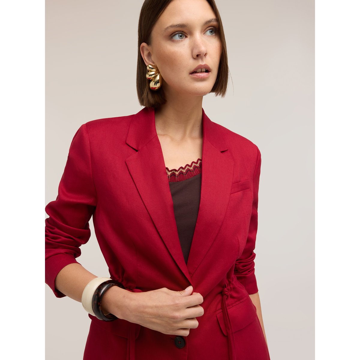 Blazer à cordon de serrage burgundy, MOTIVI