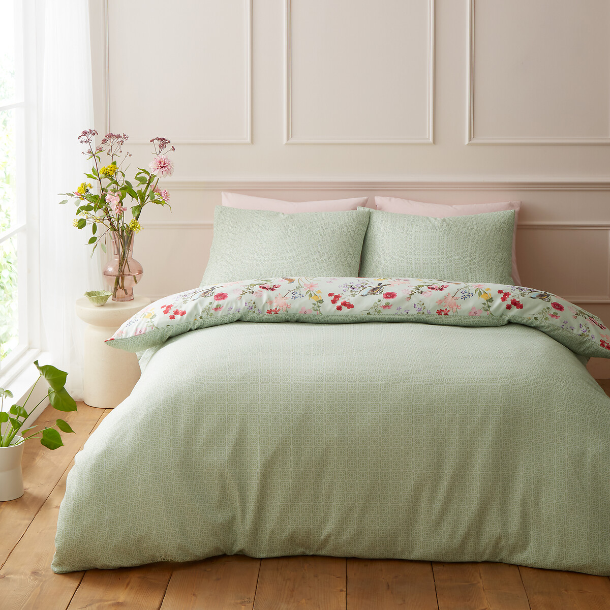 Rhs X Catherine Lansfield Birds In Bloom So Soft Duvet Cover And Pillowcase Set green, RHS