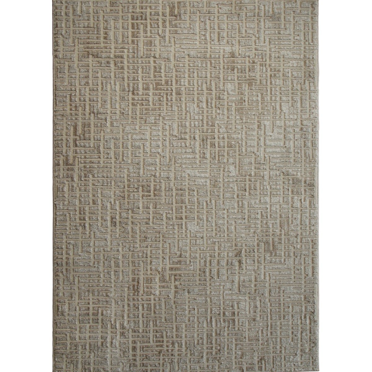 Tapis de salon moderne motif géométrique GOYAVE PRINT beige, THE DECO FACTORY