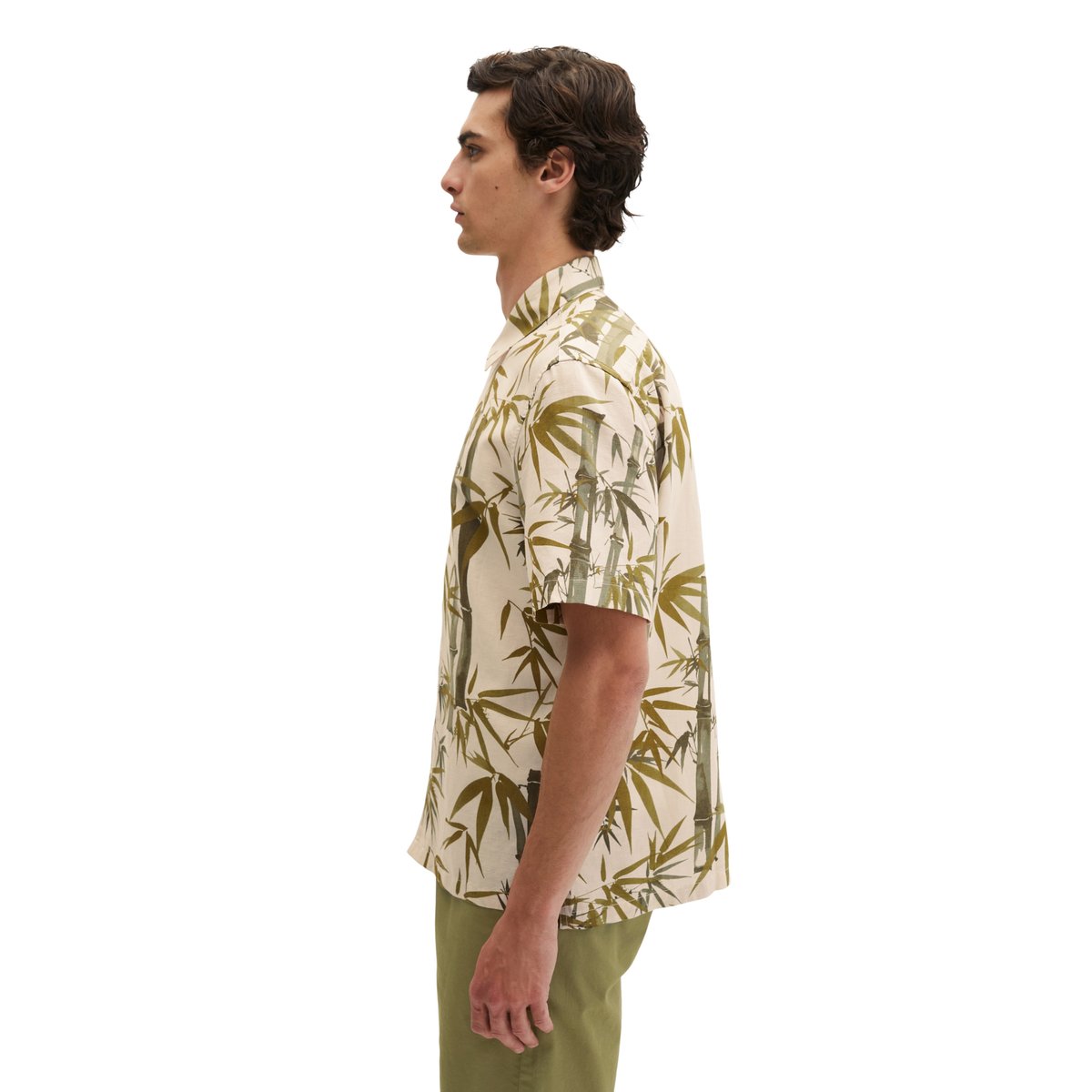 Chemise à manches courtes regular en lin et en coton bio marron, MARC O'POLO