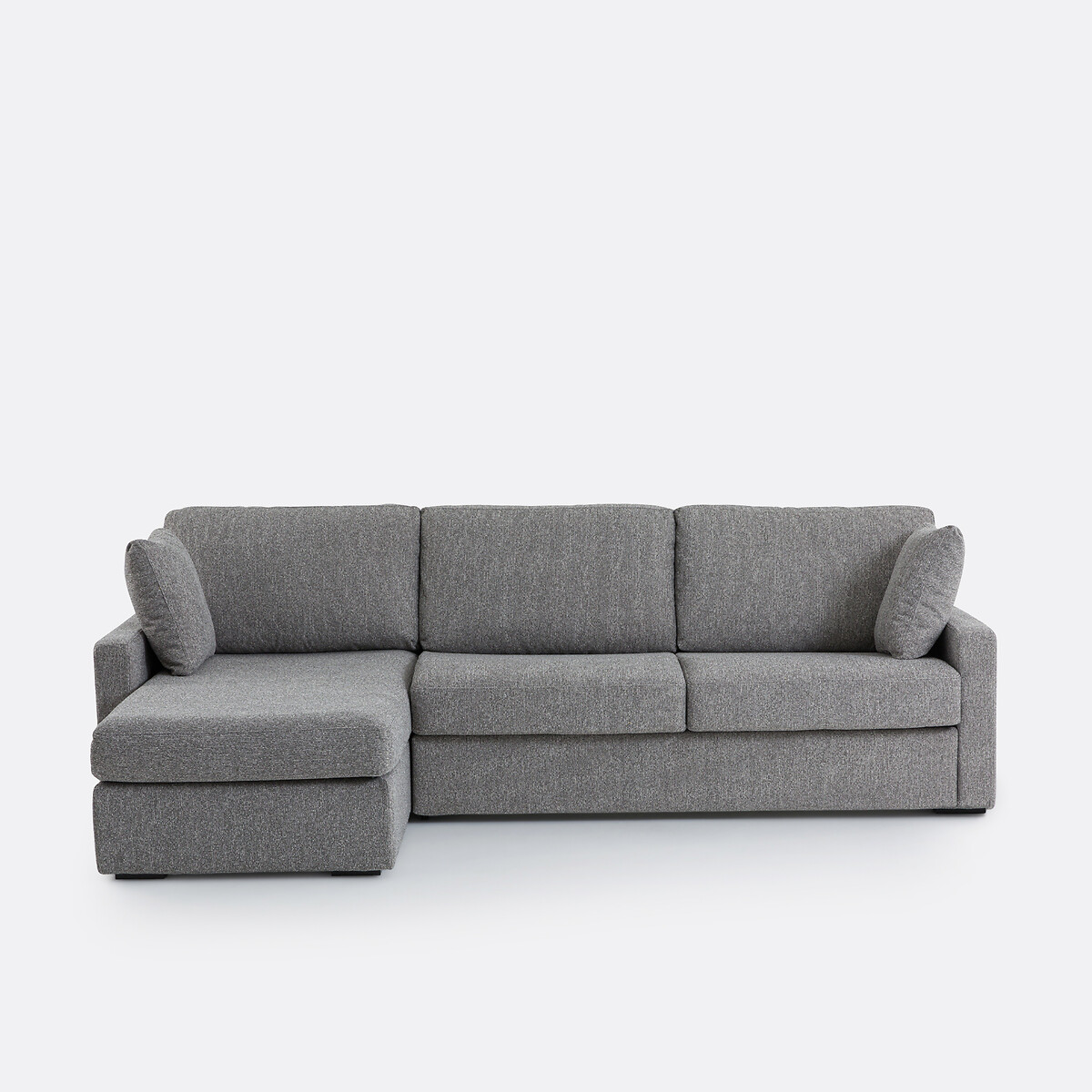 Canapé d'angle, convertible, 4 places, en texturé chiné, Comfort Bultex®, TIMOR gris clair, LA REDOUTE INTERIEURS