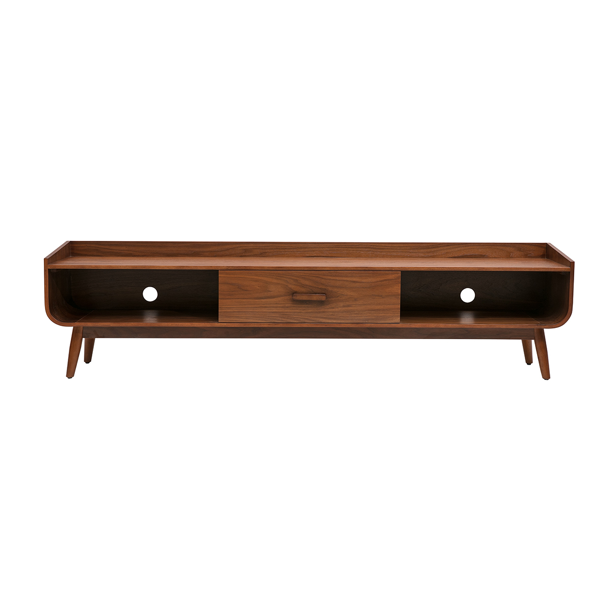 Meuble TV scandinave bois clair frêne L200 cm HALLEN noyer, MILIBOO