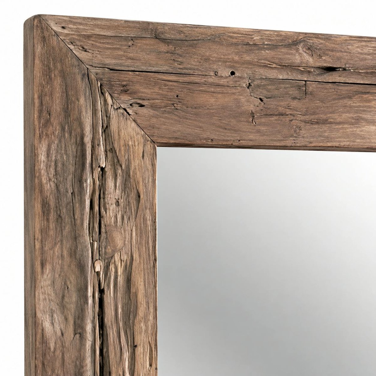Miroir rectangulaire avec cadre bois recyclé 120 cm DEPOK bois naturel, PIER IMPORT