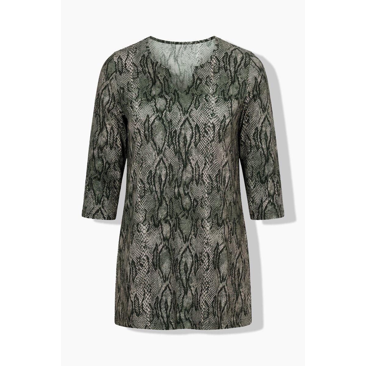 T-shirt long, motif serpents gris olive, ULLA POPKEN