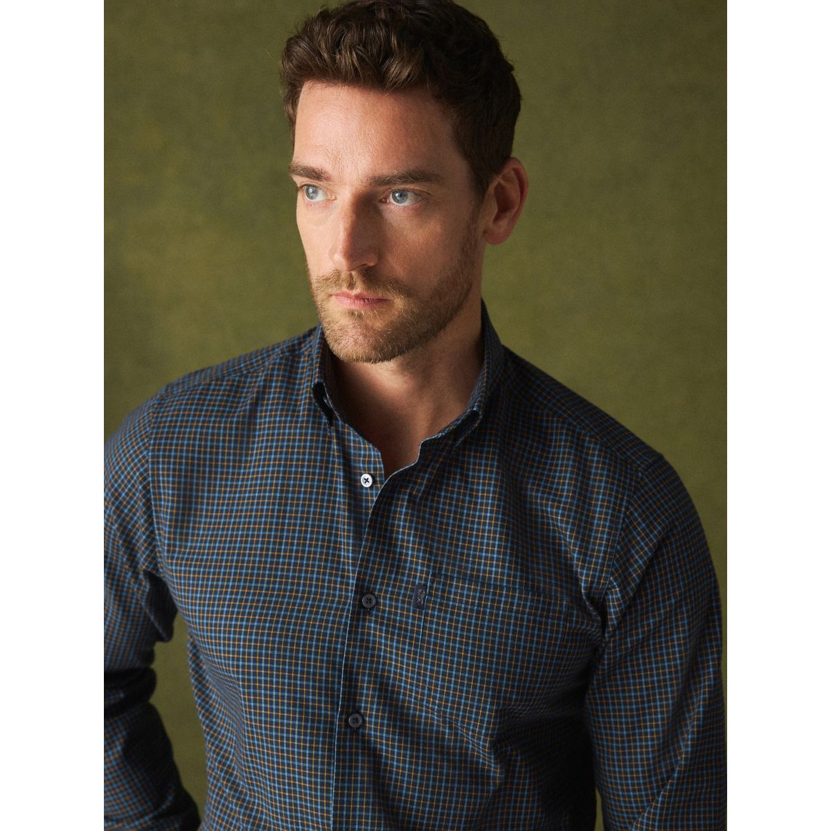 Chemise oxford standard boutonnée bleu, NEXT