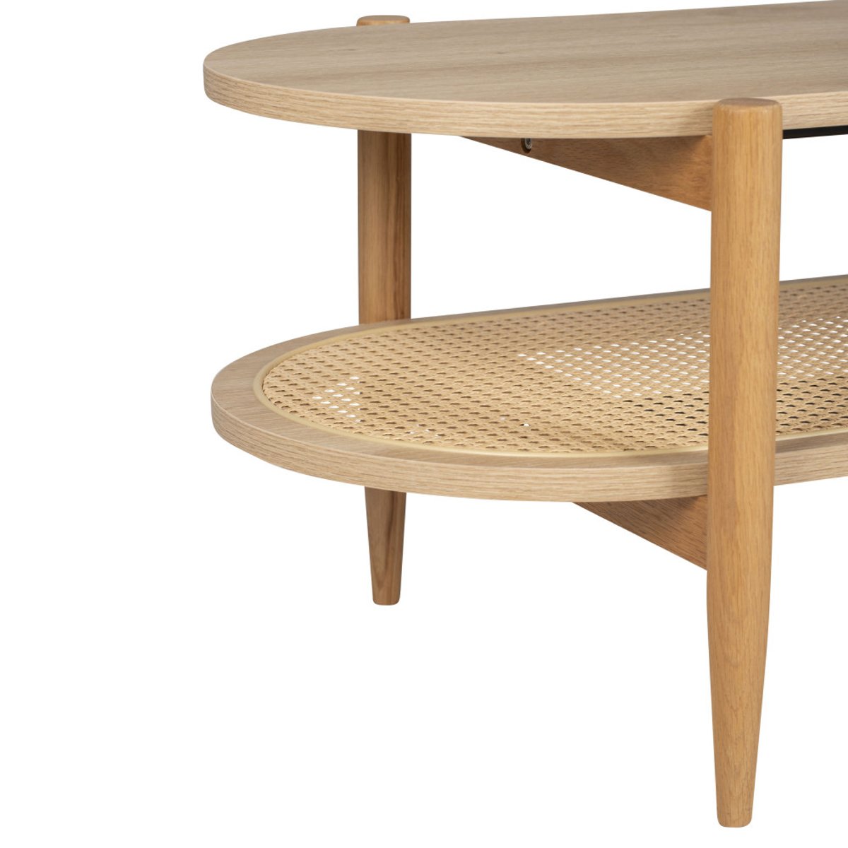 Table basse ovale en bois et cannage- ELLOS bois clair, DRAWER