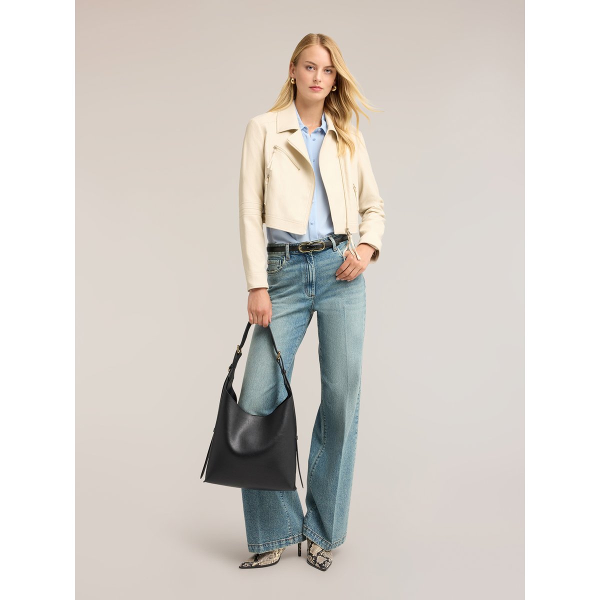Veste perfecto avec fermeture éclair asymétrique blanc, MOTIVI