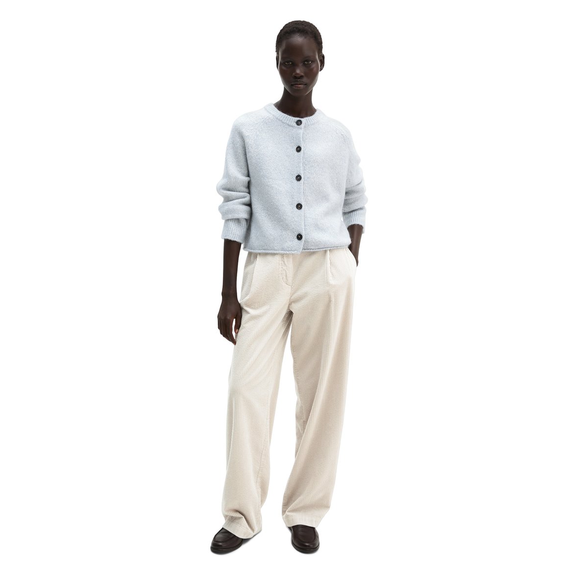 Cardigan coupe classique en un mélange douillet de coton bio et de laine d'alpaga bleu, MARC O'POLO