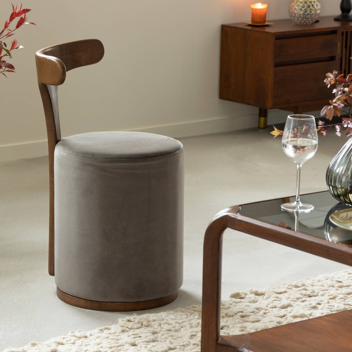 Fauteuil en bois de manguier ADONIS gris, MADE IN MEUBLES 