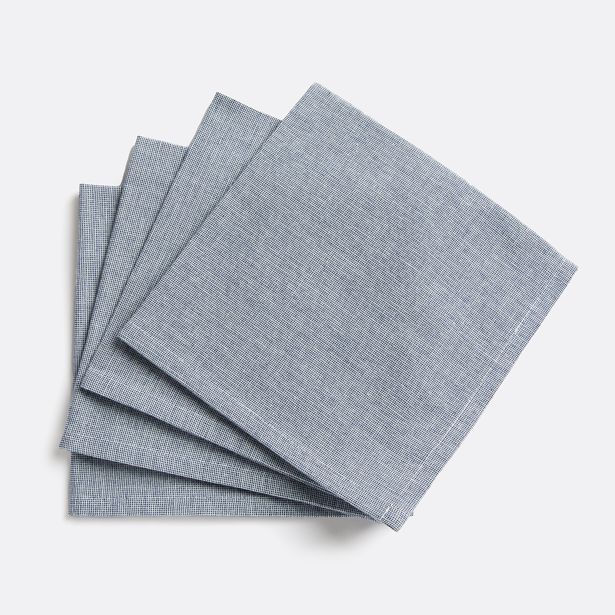 Set van 4 katoenen servetten, Navao mêleeblauw, LA REDOUTE INTERIEURS