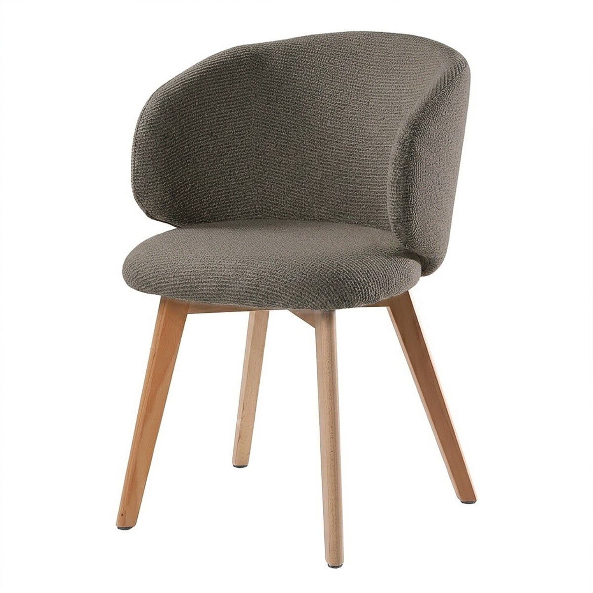 Lot de 2 Chaises en tissu et hêtre SOLENE marron, CALICOSY