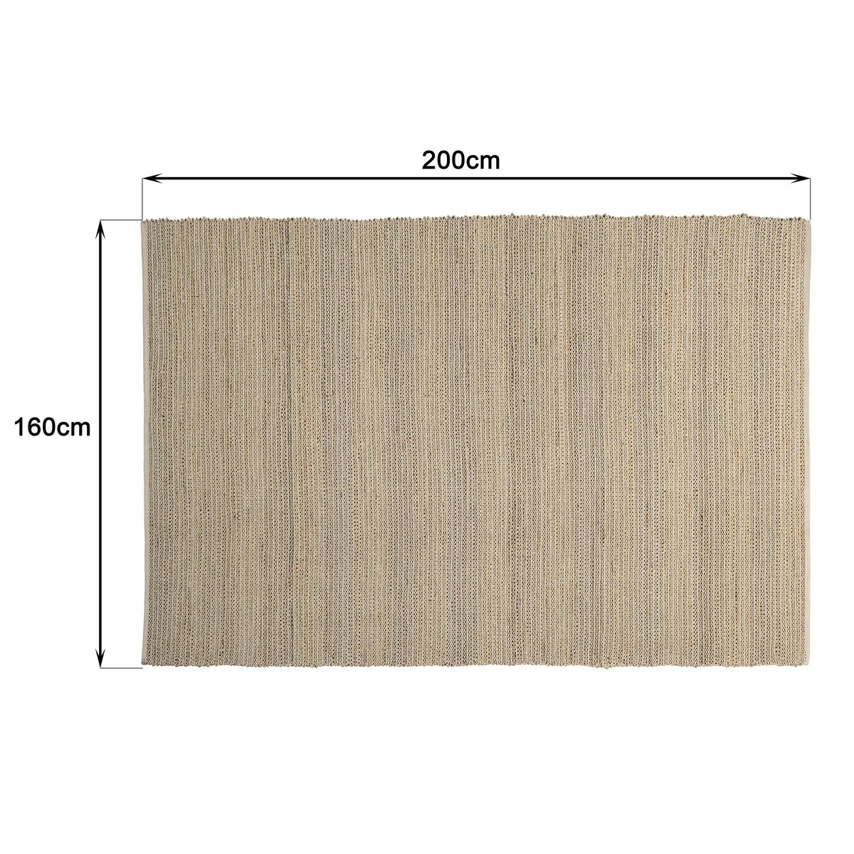 Tapis rectangulaire 160 x 230 cm jute et coton beige / noir beige, PIER IMPORT