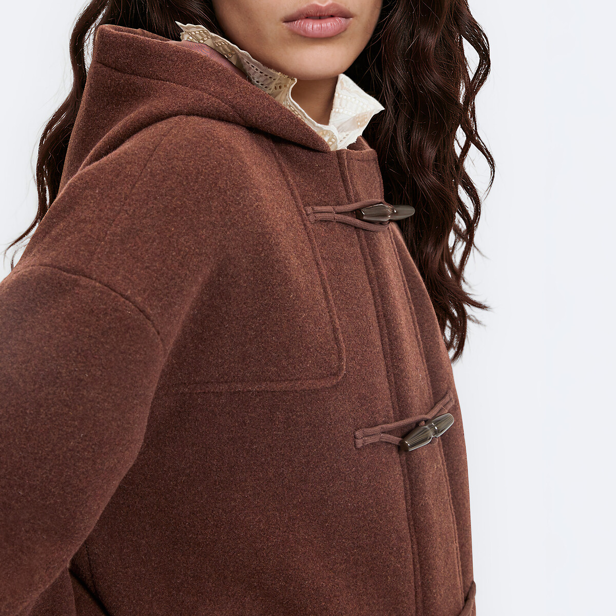 Duffle-coat court, à capuche marron, LA REDOUTE COLLECTIONS