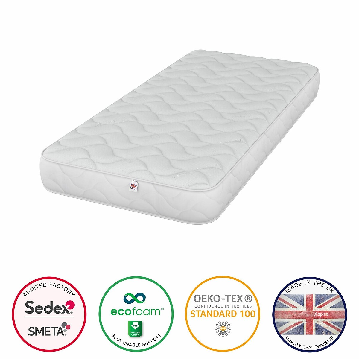 Kids Ortho Spring and Foam Mattress with OEKO-TEX Fabric white, ASPIRE
