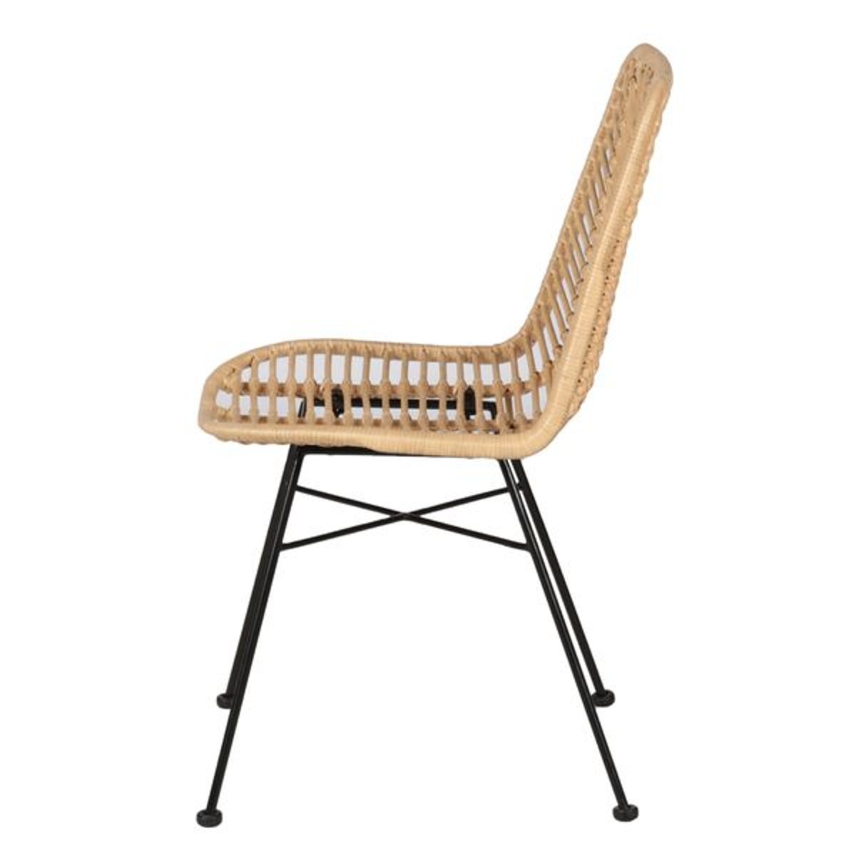 Chaise repas en rotin et métal noir naturel, ZAGO