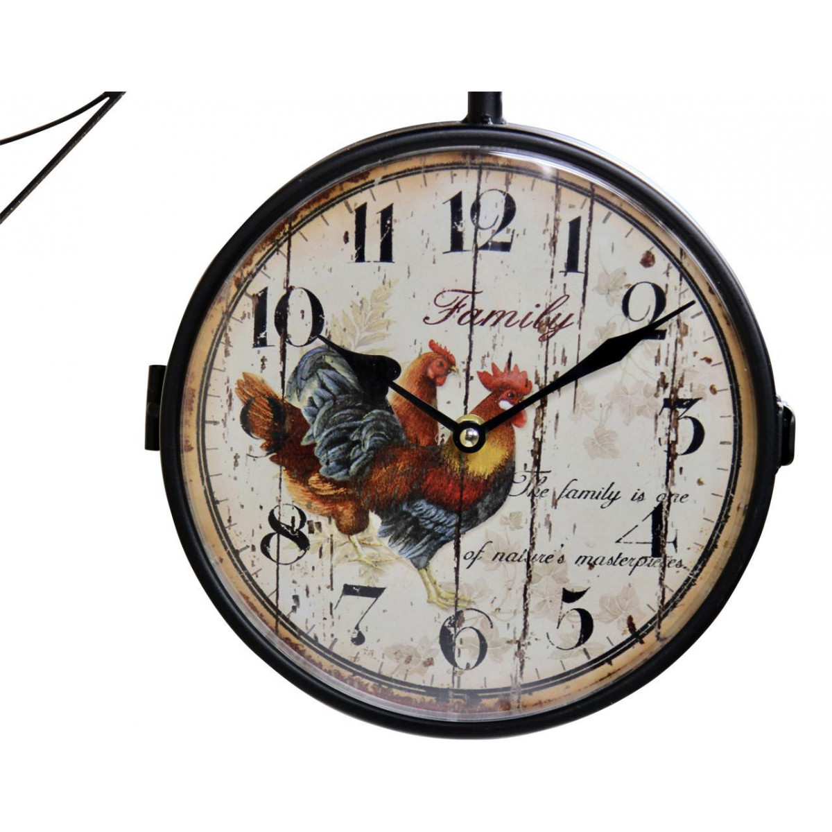 Horloge de gare ancienne double face family noir, DECORATION D’AUTREFOIS