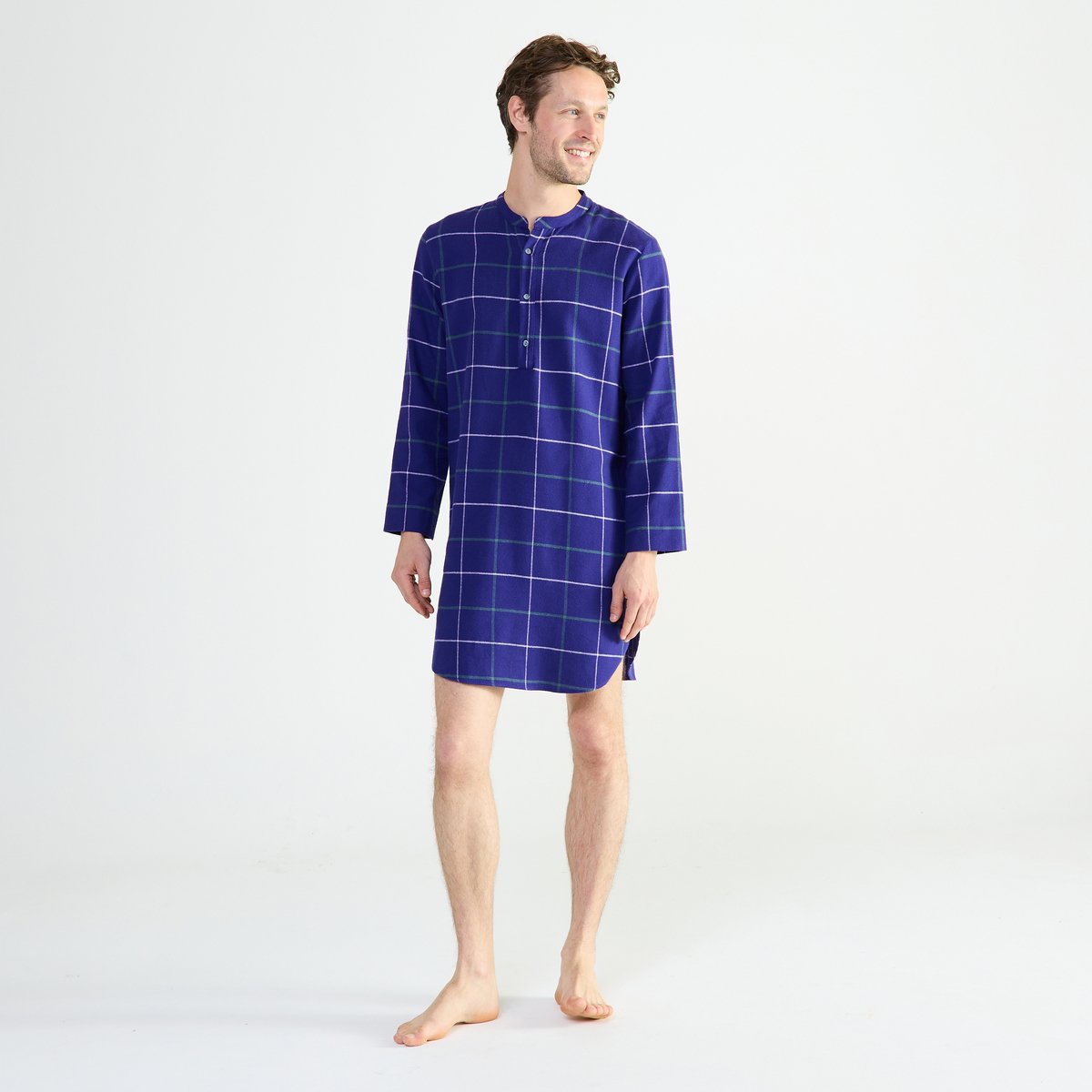 Chemise de nuit col officier en flanelle de coton DUO CHAUD boreales, LAURENCE TAVERNIER