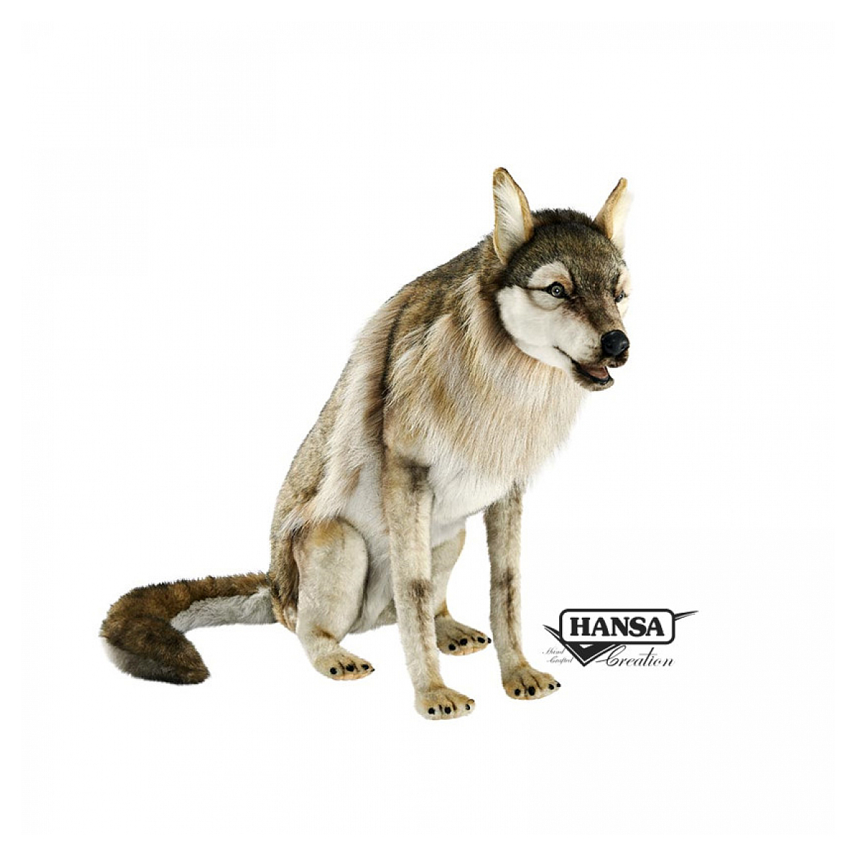 Hansa peluche geante Loup Assis 105cmL couleur unique, HANSA