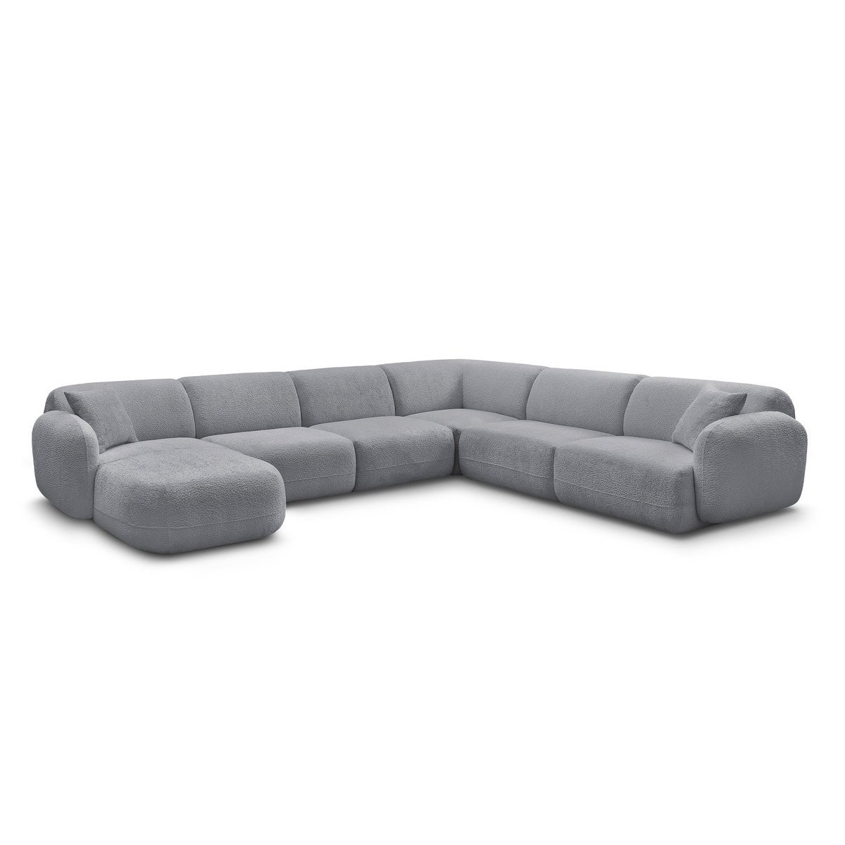 Canapé modulable 6 places en tissu chenille, ANDA gris, BOBOCHIC