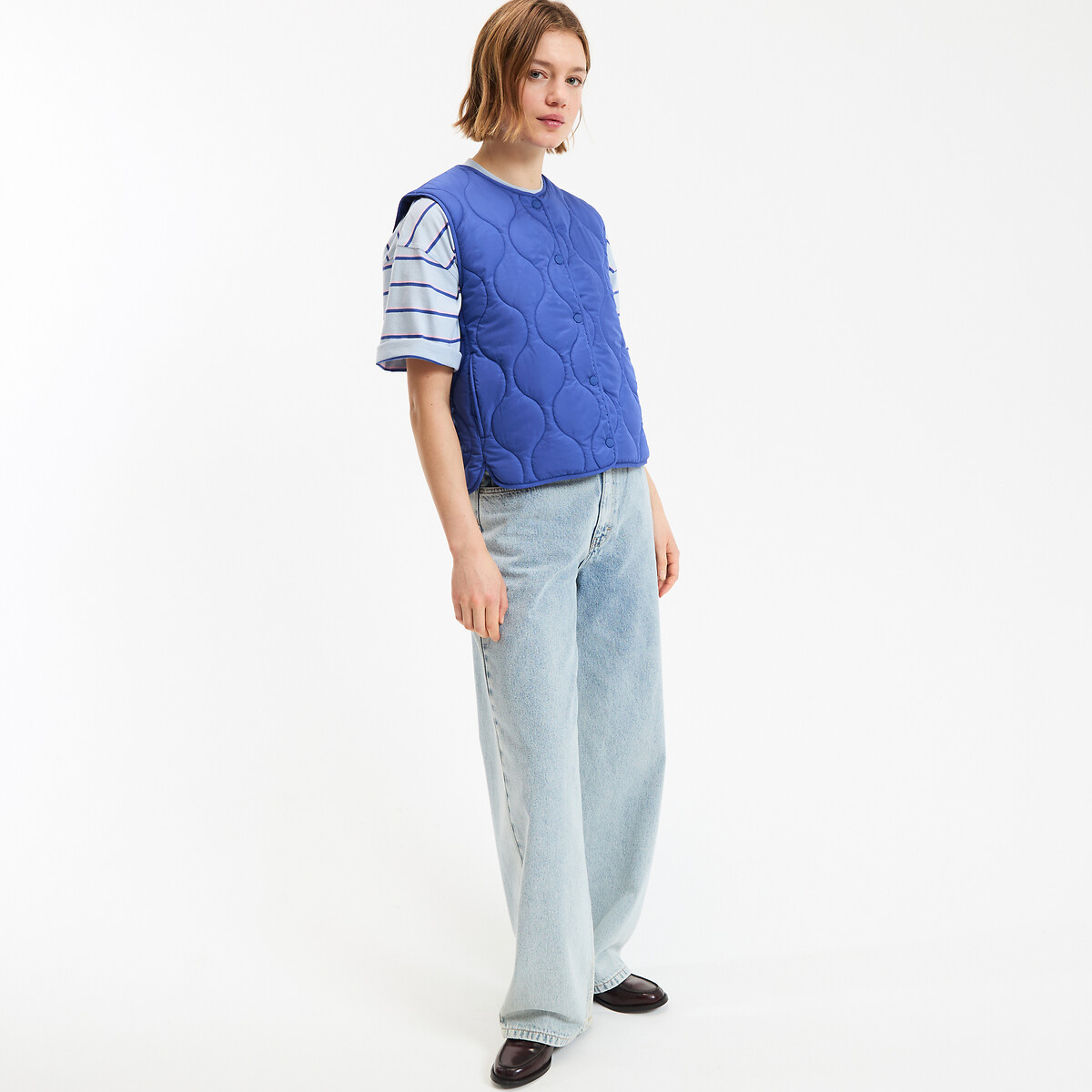 Doudoune sans manches, pressionnée bleu électrique, LA REDOUTE COLLECTIONS
